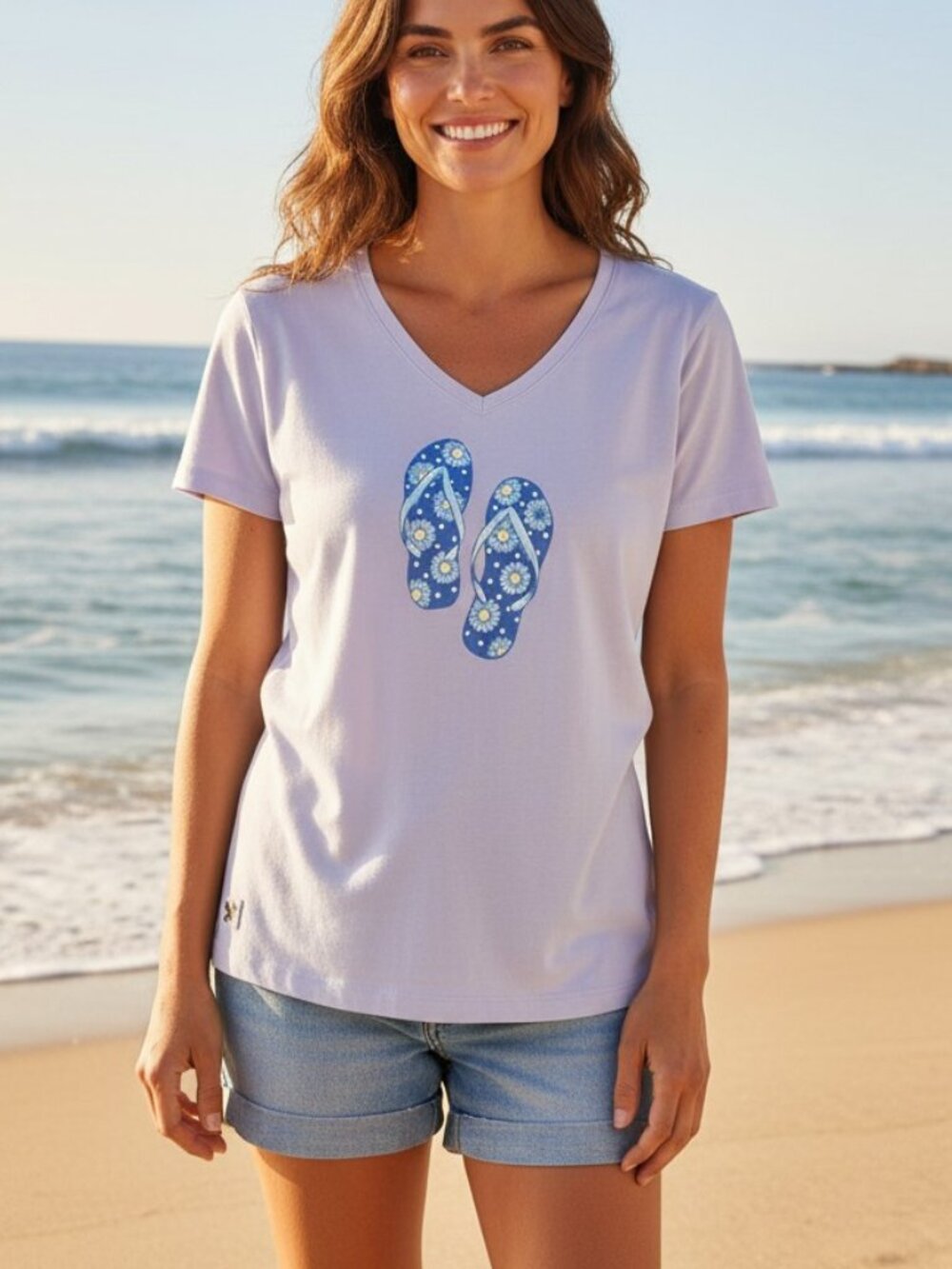 Life is Good W's Daisy Flipflops Crusher-LITE Vee Tee